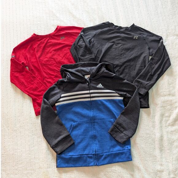Boys Long Sleeve Sports Shirts Adidas Zip Up size S 6/7 - Picture 1 of 5